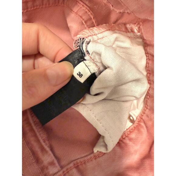 Isabel Marant 4 Anyree Pink VELVET $258 High Rise Pants Crop Flare Leg Jeans 36 - Picture 11 of 14